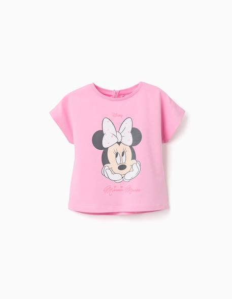 T-shirt en coton avec imprimé minnie Rose 1 - vertbaudet enfant 