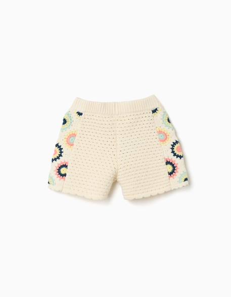 Short en coton avec fleurs au crochet Blanc 2 - vertbaudet enfant 