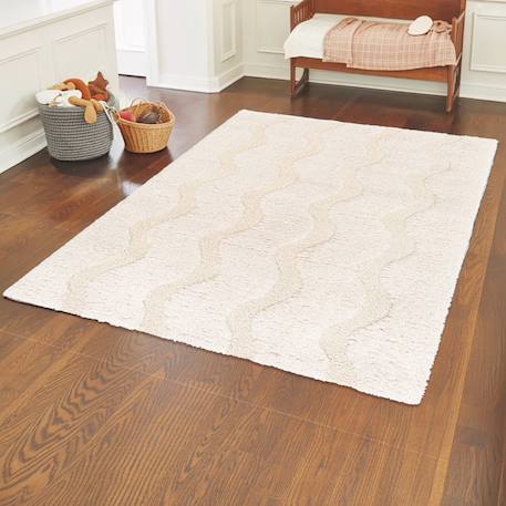 Tapis shaggy doux en polyester recyclé avec relief pemberley Beige sable 2 - vertbaudet enfant 