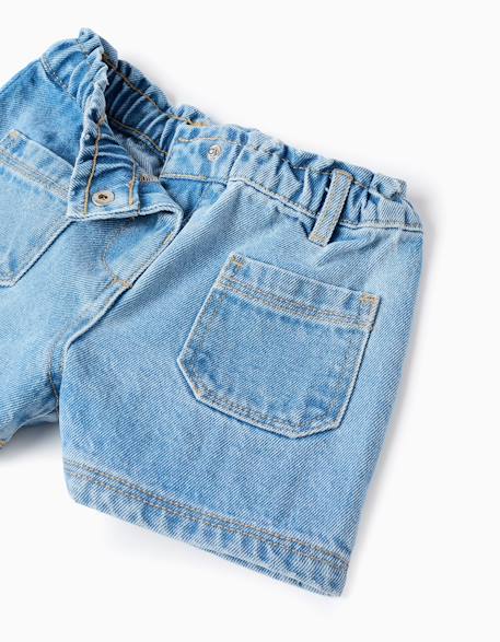 Short en jean avec poches à l'avant Bleu clair 3 - vertbaudet enfant 