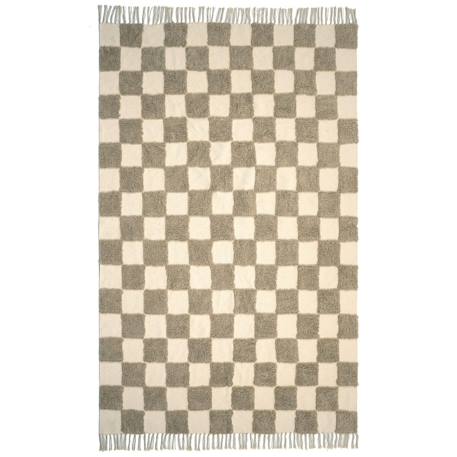 Tapis enfant à carreaux 100% coton mael Brun naturel+Vert naturel 1 - vertbaudet enfant 