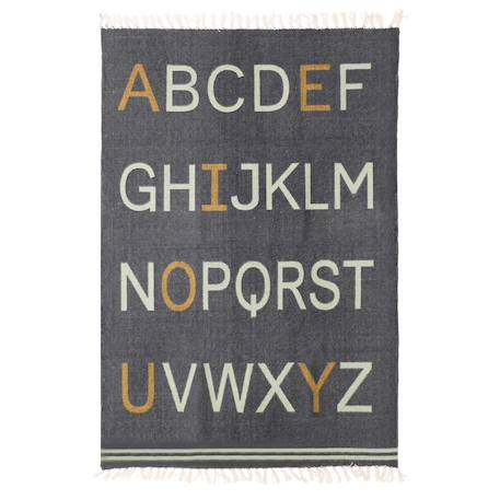 Tapis enfant en coton alphabet Gris minéral 1 - vertbaudet enfant 