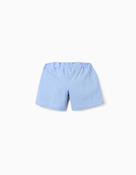 Short en coton avec broderie et ceinture Bleu clair 2 - vertbaudet enfant 