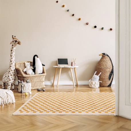 Tapis damier poils longs doux et volumineux checkers Beige sable+Bleu naturel+Gris minéral+Jaune naturel+Rose poudrée+Terracotta+Vert naturel 22 - vertbaudet enfant 