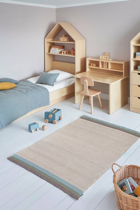 Tapis en coton recyclé tissé à la main fado Beige sable+Vert naturel 2 - vertbaudet enfant 