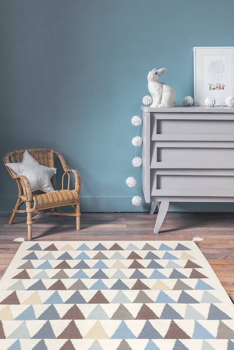 Tapis enfant en laine triangles Bleu naturel 2 - vertbaudet enfant 