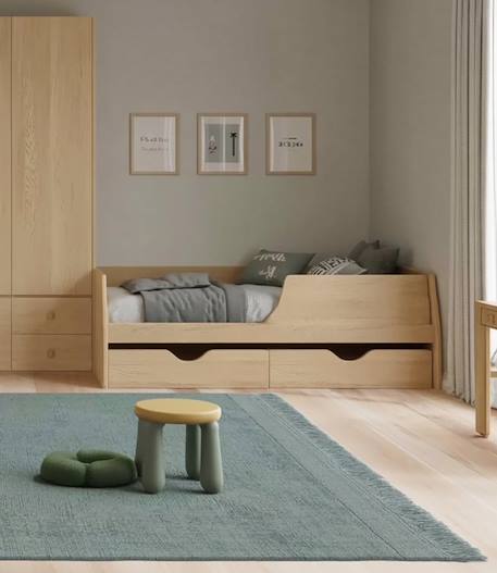 Tapis design doux en laine et coton fait main classic Gris minéral+Vert naturel 8 - vertbaudet enfant 