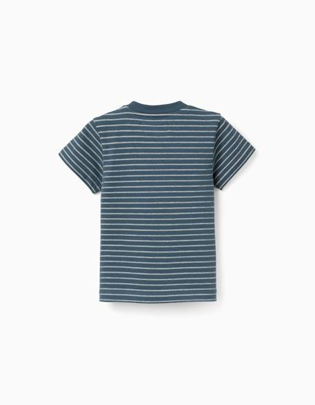 T-shirt en coton à rayures jacquard Bleu foncé 2 - vertbaudet enfant 