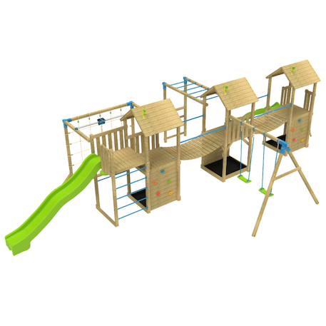 Aire de jeux xxl kumquat bois fsc® Marron - bleu - vert 1 - vertbaudet enfant 