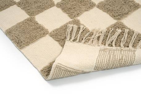 Tapis enfant à carreaux 100% coton mael Brun naturel+Vert naturel 4 - vertbaudet enfant 