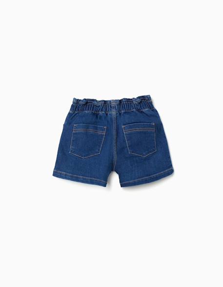 Short en jean avec taille paperbag et poches Bleu+Bleu clair 2 - vertbaudet enfant 