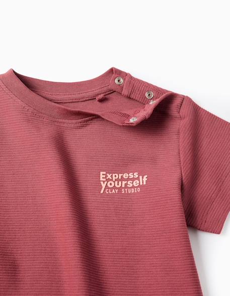 T-shirt en coton côtelé avec imprimé express yourself Marrón 3 - vertbaudet enfant 
