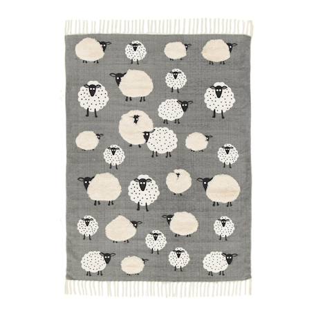 Tapis enfant en coton petits moutons Gris minéral 1 - vertbaudet enfant 