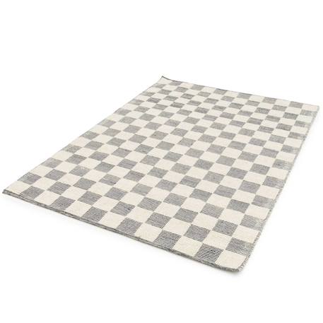 Tapis en laine et coton a carreaux fait main gabin Beige sable+Noir intense 12 - vertbaudet enfant 