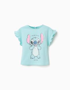 -T-shirt en coton avec imprimé stitch et volants