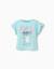 T-shirt en coton avec imprimé stitch et volants Bleu clair 1 - vertbaudet enfant 