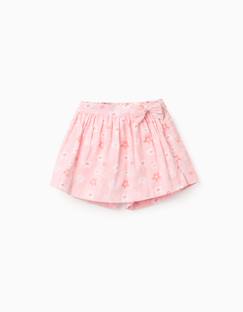Jupe-short en coton avec motif floral et nœud  - vertbaudet enfant