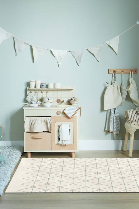 Tapis géométrique à poils ras effet velours isocele Beige sable 2 - vertbaudet enfant 