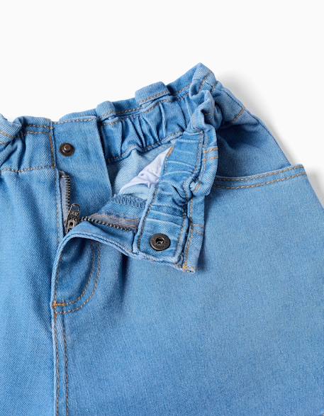 Short en jean avec taille paperbag et poches Bleu+Bleu clair 7 - vertbaudet enfant 