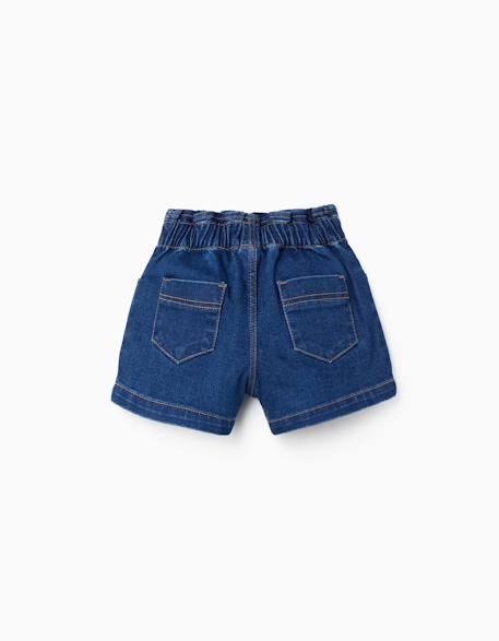 Short en jean avec taille paperbag et poches Bleu 2 - vertbaudet enfant 