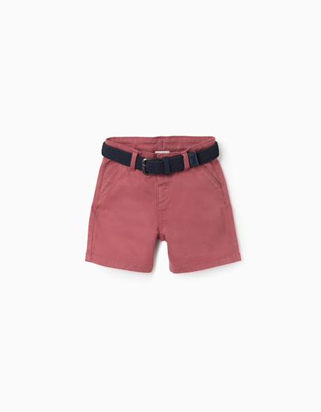 Short midi en sergé avec ceinture Bleu clair+Jaune+Marrón 9 - vertbaudet enfant 