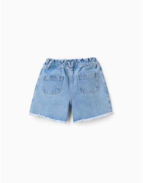 Short en jean à ourlets effilochés Bleu clair 2 - vertbaudet enfant 