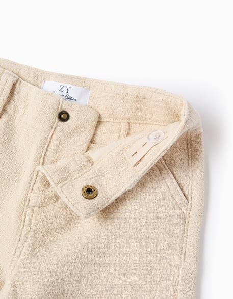 Short chino midi en coton dobby Blanc 3 - vertbaudet enfant 