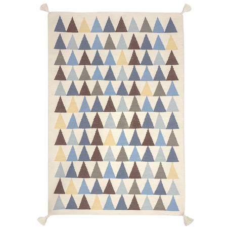 Tapis enfant en laine triangles Bleu naturel 1 - vertbaudet enfant 
