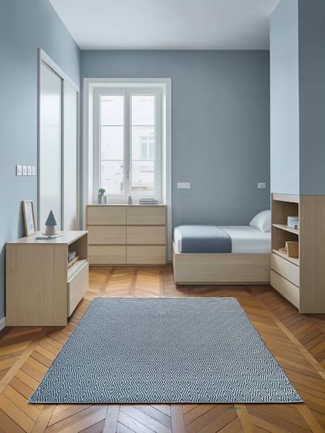 Tapis en fibres recyclées tissé à la main pessoa Bleu naturel+Gris minéral+Rose poudrée 2 - vertbaudet enfant 