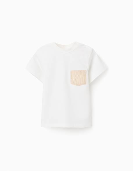 T-shirt en coton avec poche poitrine Blanc 1 - vertbaudet enfant 