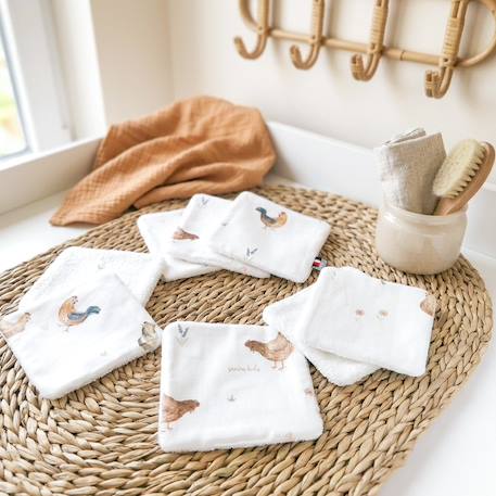 Lingettes bébé lavables 8 pièces gallina Écru 2 - vertbaudet enfant 