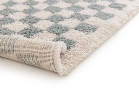 Tapis damier poils longs doux et volumineux checkers Beige sable+Bleu naturel+Gris minéral+Jaune naturel+Rose poudrée+Terracotta+Vert naturel 40 - vertbaudet enfant 
