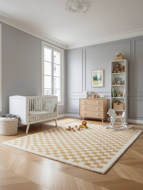 Tapis damier poils longs doux et volumineux checkers Beige sable+Bleu naturel+Gris minéral+Jaune naturel+Rose poudrée+Terracotta+Vert naturel 20 - vertbaudet enfant 