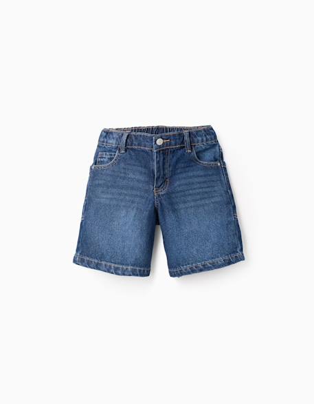 Short midi en jean de coton avec poches Bleu foncé 1 - vertbaudet enfant 