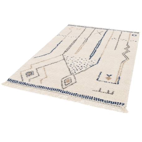 Tapis épais à franges style ethnique glyph Bleu naturel+Palette colorée 6 - vertbaudet enfant 