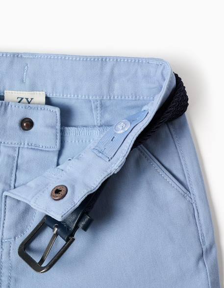 Short midi en sergé avec ceinture Bleu clair+Jaune+Marrón 3 - vertbaudet enfant 