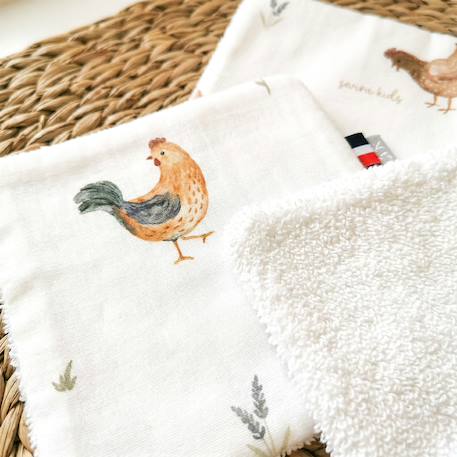 Lingettes bébé lavables 8 pièces gallina Écru 3 - vertbaudet enfant 