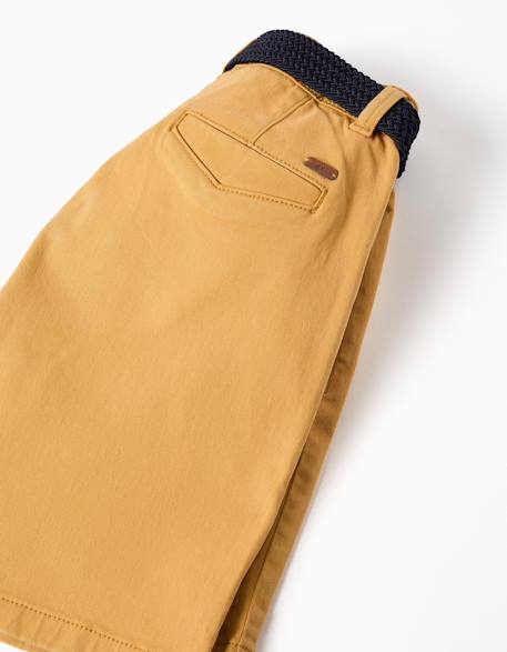 Short midi en sergé avec ceinture Blanc+Bleu clair+Jaune 12 - vertbaudet enfant 