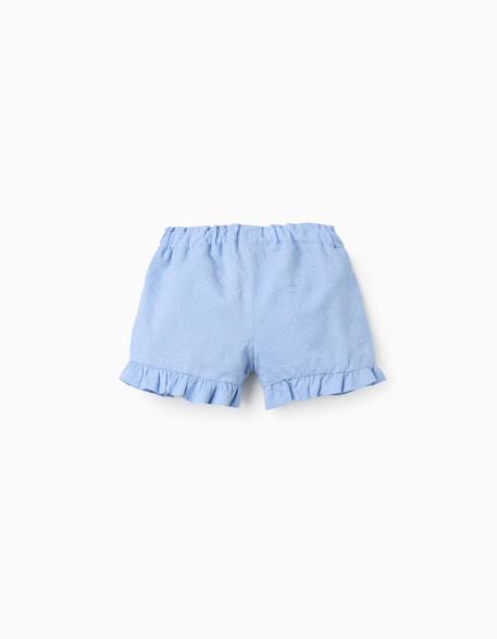 Short en coton avec broderies et volants Bleu clair 2 - vertbaudet enfant 