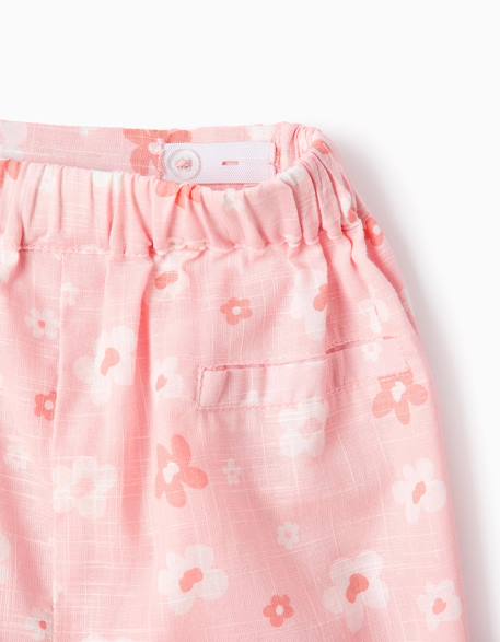 Jupe-short en coton avec motif floral et nœud Rose clair 4 - vertbaudet enfant 
