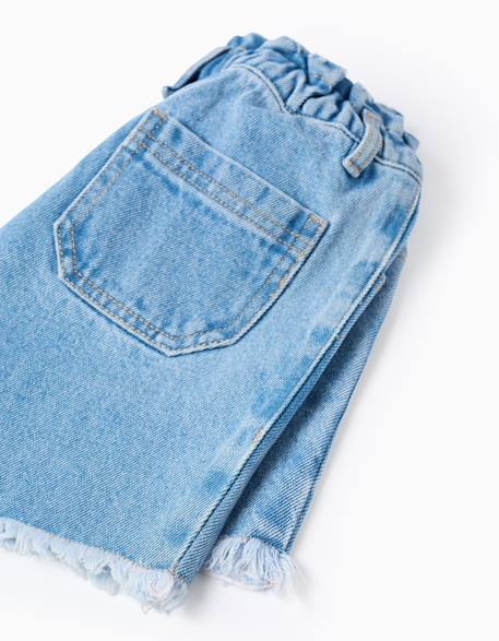 Short en jean à ourlets effilochés Bleu clair 4 - vertbaudet enfant 
