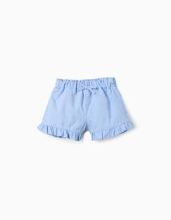 -Short en coton avec broderies et volants