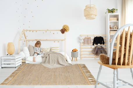 Tapis naturel en jute et laine bubbles Gris minéral 2 - vertbaudet enfant 