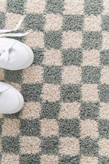 Tapis damier poils longs doux et volumineux checkers Beige sable+Bleu naturel+Gris minéral+Jaune naturel+Rose poudrée+Terracotta+Vert naturel 39 - vertbaudet enfant 