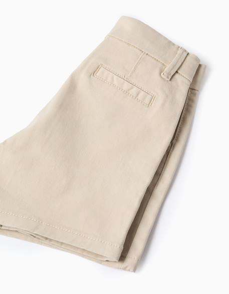Short chino midi en sergé avec poches Beige clair+Bleu foncé 4 - vertbaudet enfant 