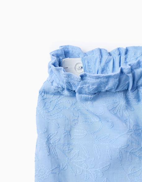 Short en coton avec broderies et volants Bleu clair 3 - vertbaudet enfant 