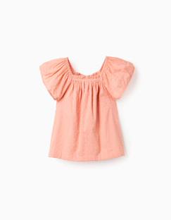Blouse en coton à manches courtes et pois suisses  - vertbaudet enfant