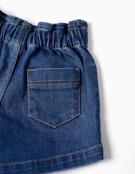 Short en jean avec taille paperbag et poches Bleu 4 - vertbaudet enfant 