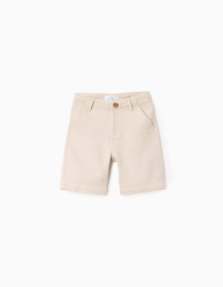 Short chino midi en coton dobby Blanc 1 - vertbaudet enfant 