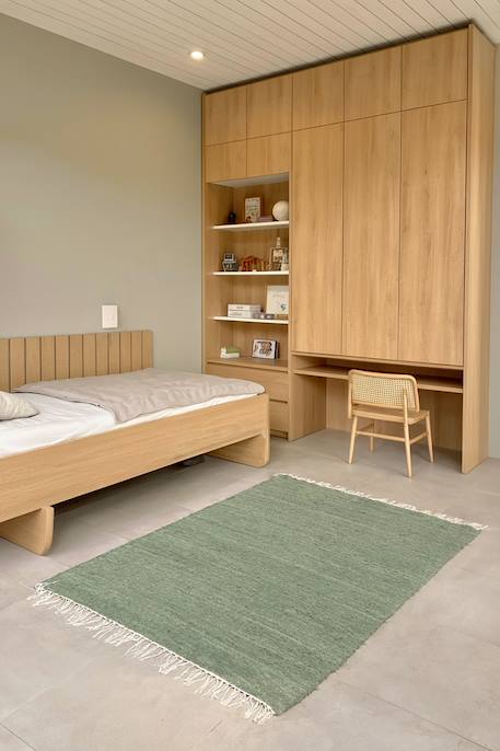 Tapis en coton recyclé tissé à la main amalia Brun naturel+Rose poudrée+Vert naturel 14 - vertbaudet enfant 